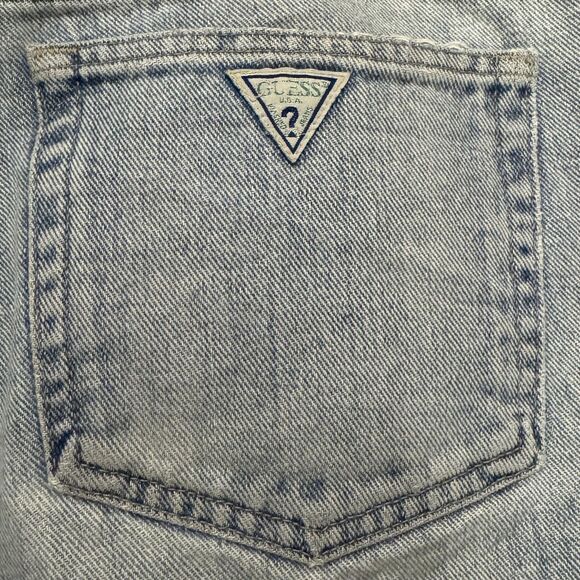 Vintage Guess Jeans Mens 36x28 Blue Denim 90s Made in USA Straight Zip Up Pants - Picture 10 of 11